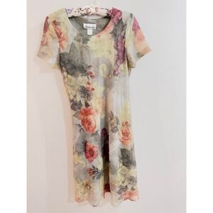 Vintage‎ Watercolor Fairycore Dress Sage Pink Size 14 USA Romantic Ethereal